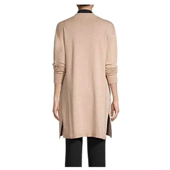Worthington XLT Long Sleeve Ribbed Knit Open Front Cardigan in Camel Tan Brown - Picture 3 of 12